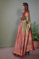 Brown Woven Tissue Saree