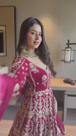 Maroon Sequin Georgette Lehenga