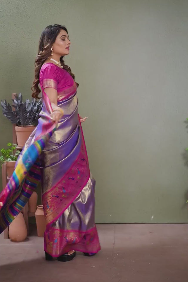 Violet Woven Tissue Saree