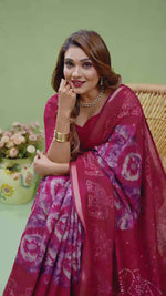 Maroon Printed Cotton Saree