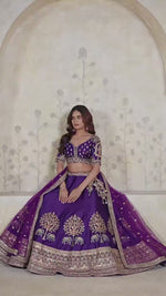 Violet Sequin with Embroidered Silk Lehenga