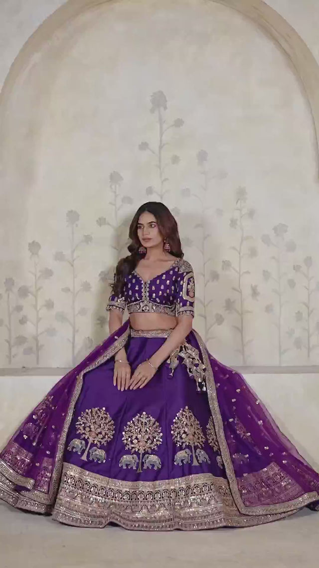 Violet Sequin with Embroidered Silk Lehenga