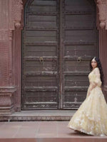Yellow Sequin with Embroidered Net Lehenga