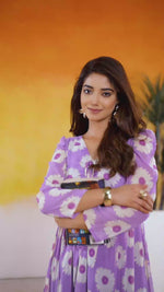 Lavender Floral Printed  Dresses