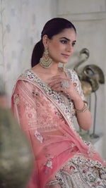 Cream Sequin with Embroidered Silk Lehenga