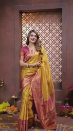 Mustard Woven Silk Saree