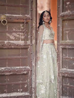 Green Sequin with Embroidered Net Lehenga