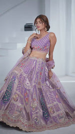 Violet Sequin with Embroidered Banarsi Lehenga