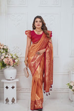 Orange Woven Tissue Saree