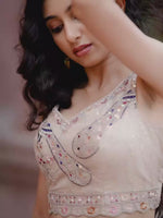 Beige Sequin with Embroidered Net Lehenga (ACA2663)