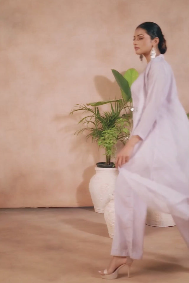 Violet Embroidered Organza Co-Ord Set