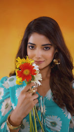 Blue Floral Printed  Dresses