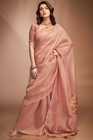 Orange Printed Silk Saree (royal queen-66)