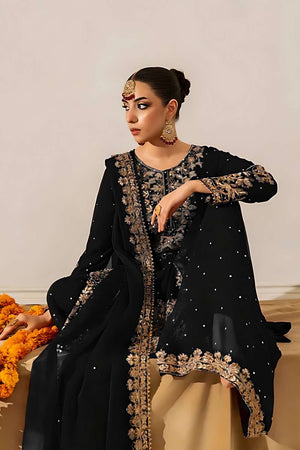 Black Sequin Georgette Palazzo Suit Set