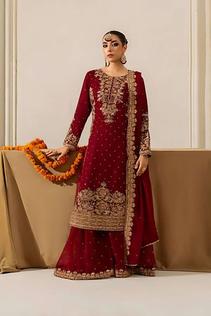 Maroon Sequin Georgette Palazzo Suit Set
