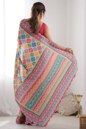 Multi Color Printed Art Silk Saree