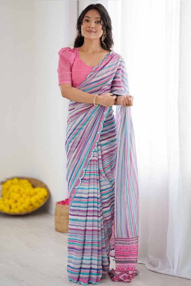 Multi Color Printed Georgette Saree