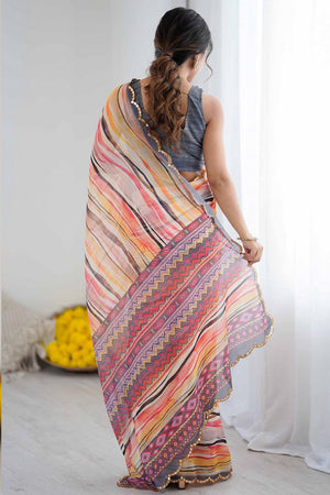 Multi Color Printed Georgette Saree