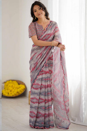 Multi Color Printed Georgette Saree