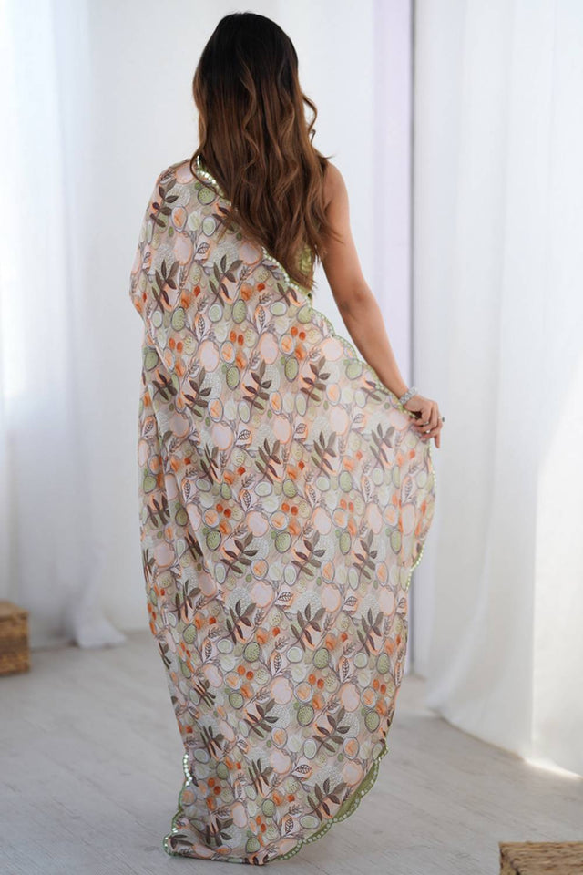 Multi Color Floral Printed Art Silk Saree