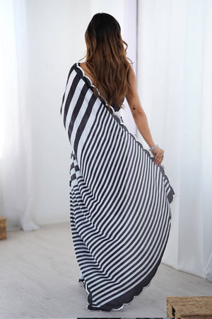 Black Printed Art Silk Saree