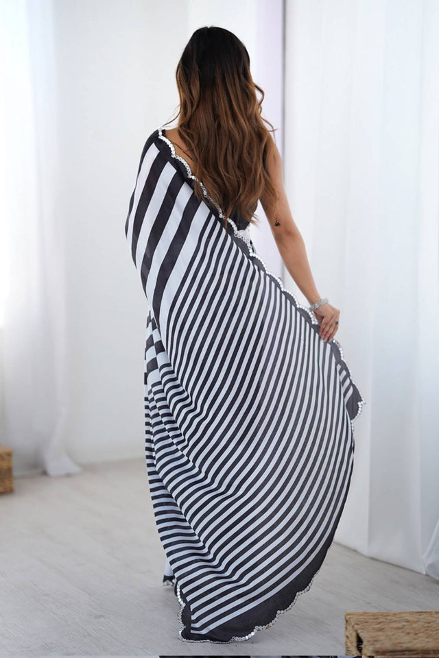 Black Printed Art Silk Saree