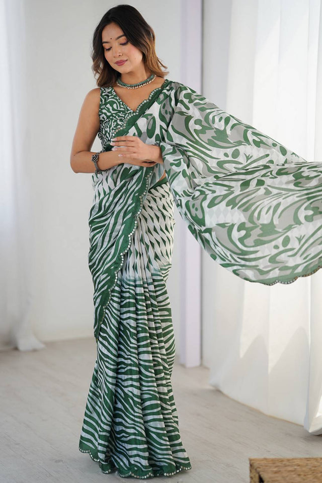 Multi Color Printed Art Silk Saree