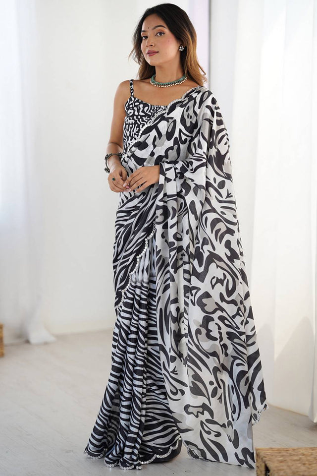 Multi Color Printed Art Silk Saree