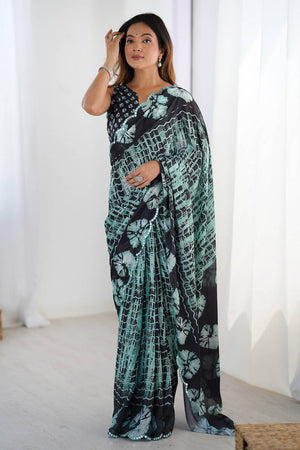 Multi Color Printed Art Silk Saree