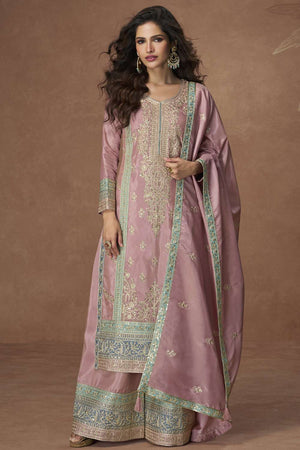 Pink Sequin With Embroidered Shimmer Salwar Suit (vega aashirad tashi-10212)