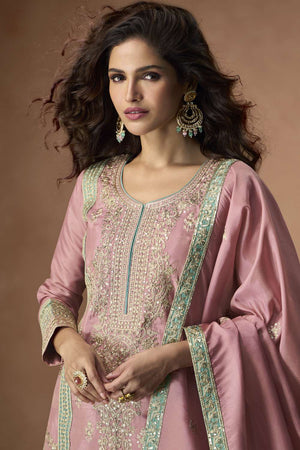 Pink Sequin With Embroidered Shimmer Salwar Suit (vega aashirad tashi-10212)