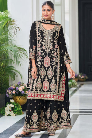 Black Sequin with Embroidered Art Silk Pakistani Suit Set