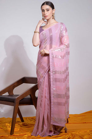 Baby Pink Silk Embroidered  Saree (vega f -7003-E)