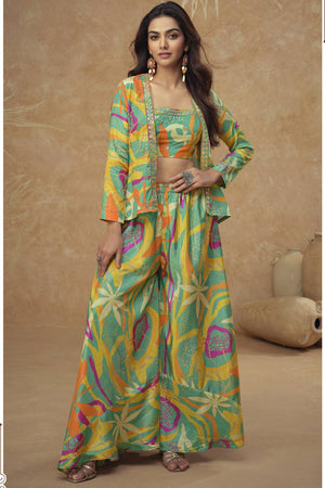 Multi Color Floral Printed Art Silk Co-Ord Set (vega gulkayra kiera-7505-a)