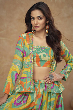 Multi Color Floral Printed Art Silk Co-Ord Set (vega gulkayra kiera-7505-a)