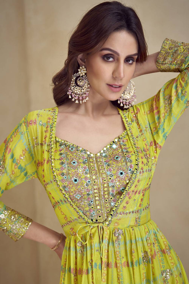 Yellow Mirror Sequin Art Silk Co-Ord Set (vega gulkayra kiera-7505-b)