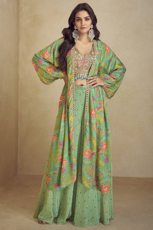 Sea Green Printed Art Silk Co-Ord Set (vega gulkayra kiera-7505-c)