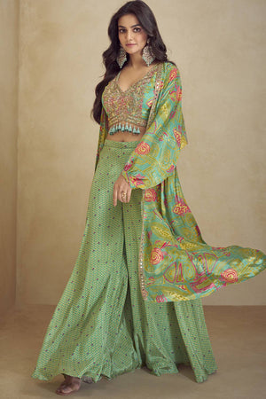 Sea Green Printed Art Silk Co-Ord Set (vega gulkayra kiera-7505-c)