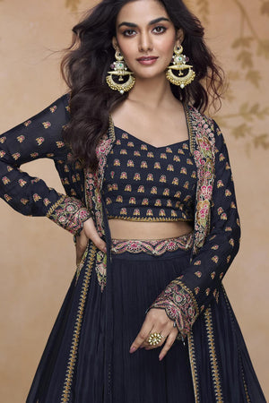 Lavender Floral Embroidered Silk Palazzo Suits