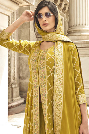 Yellow Bandhani Georgette Palazzo Suit Set