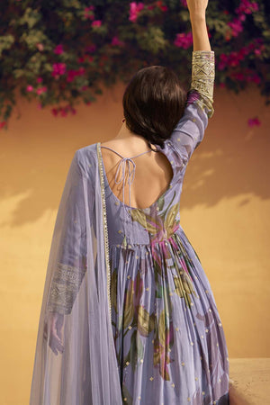 Violet Sequin With Embroidered Silk Gown