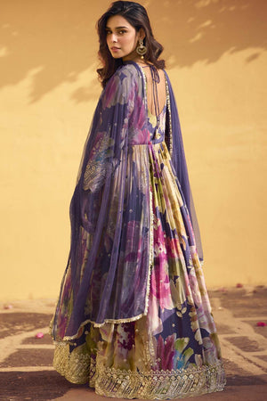 Multi-Color Sequin With Embroidered Silk Gown