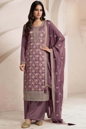 Pink Zari Silk Palazzo Suit Set