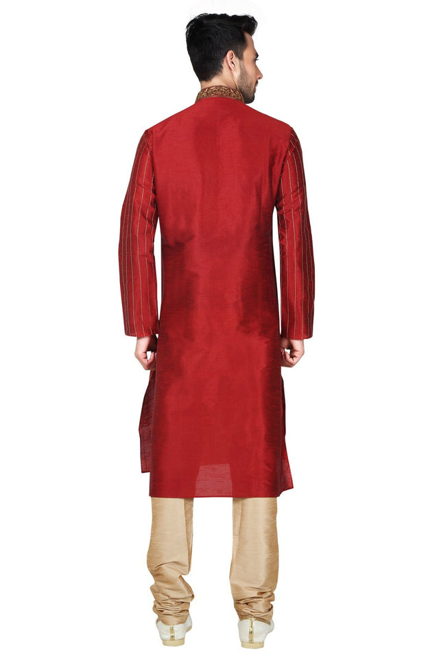 Shop Maroon Kurta Set Online For Men
