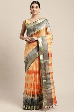 Orange Pure Silk Bhagalpuri Tie And Dye Saree