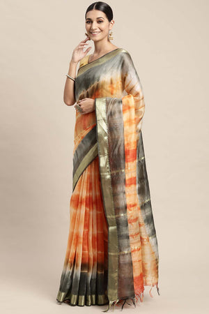Orange Pure Silk Bhagalpuri Tie And Dye Saree