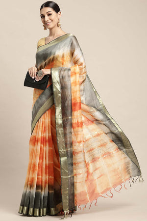 Orange Pure Silk Bhagalpuri Tie And Dye Saree
