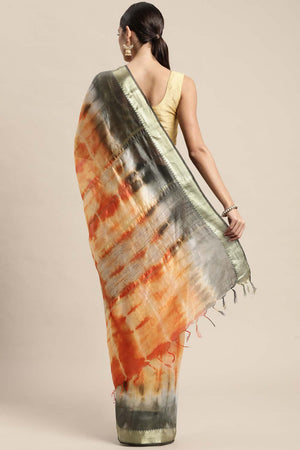 Orange Pure Silk Bhagalpuri Tie And Dye Saree