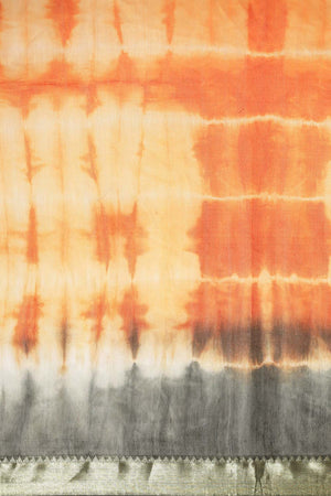 Orange Pure Silk Bhagalpuri Tie And Dye Saree