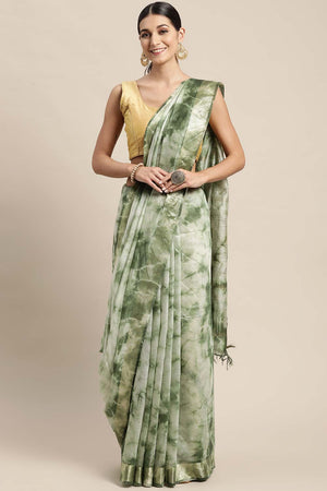 Green Pure Silk Bhagalpuri Tie And Dye Saree